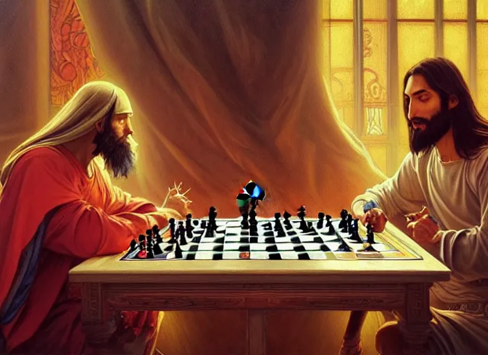 god and the devil playing chess