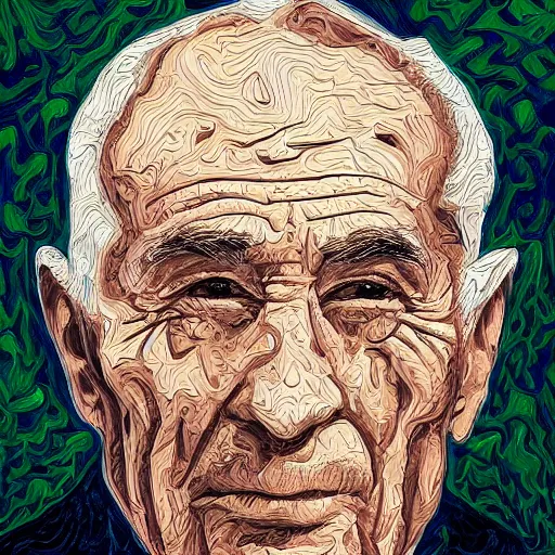 Image similar to an old mans face made of a contour map intricate oil painting, high detail illustration, sharp high detail