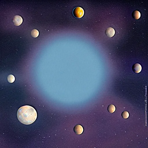 Image similar to a thousand different sizes separate moons in the skies of an alien planet