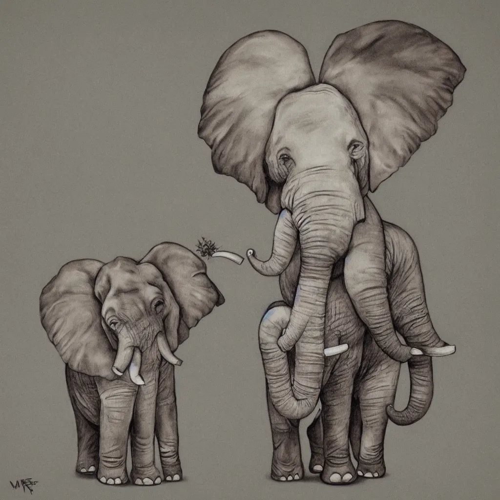 Image similar to elephant in the style of mark ryden