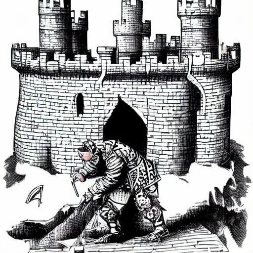 Prompt: donal trump building a castle in medeival times