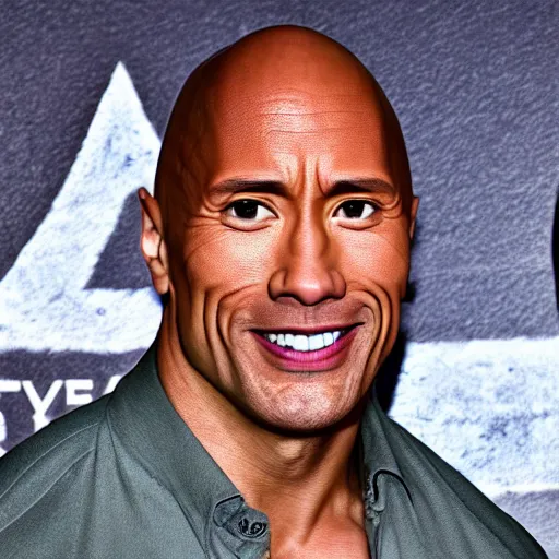 prompthunt: Dwayne Johnson doing his eyebrow face towards the camera