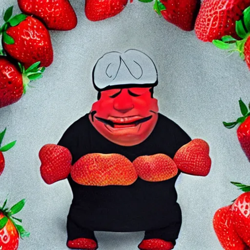 Prompt: danny devito as strawberry hybrid