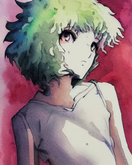 Prompt: a sheep girl, watercolor anime painting, full shot, perfect shading