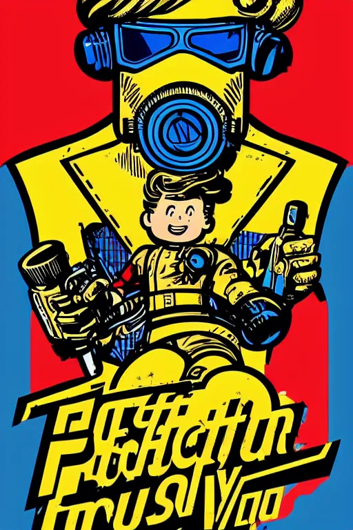 Image similar to fallout 7 6 retro futurist illustration art by butcher billy, sticker, colorful, illustration, highly detailed, simple, smooth and clean vector curves, no jagged lines, vector art, smooth andy warhol style