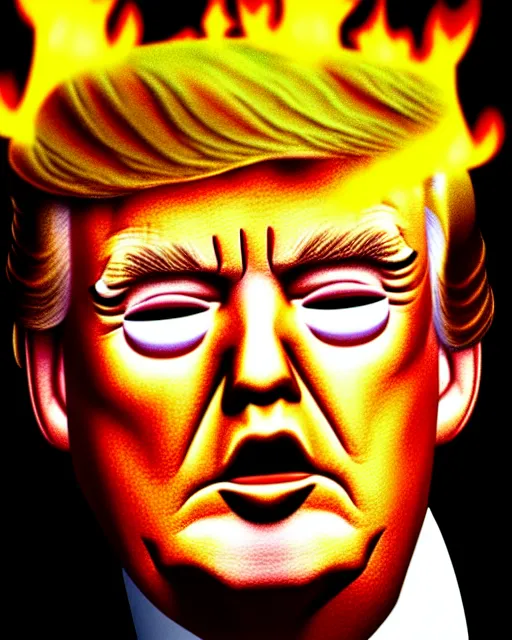 Image similar to portrait of donald trump with eyebrows on fire, by alan bean, ultra detailed, trending on artstation,