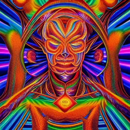 Prompt: dmt realm by alex grey