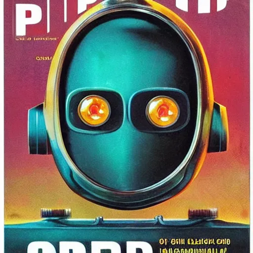 Image similar to “cutaway illustration of an android head, revealing inside is an small anthropomorphic rat sat in a pilots seat, operating levers and joysticks. Pulp sci-fi magazine cover illustration”