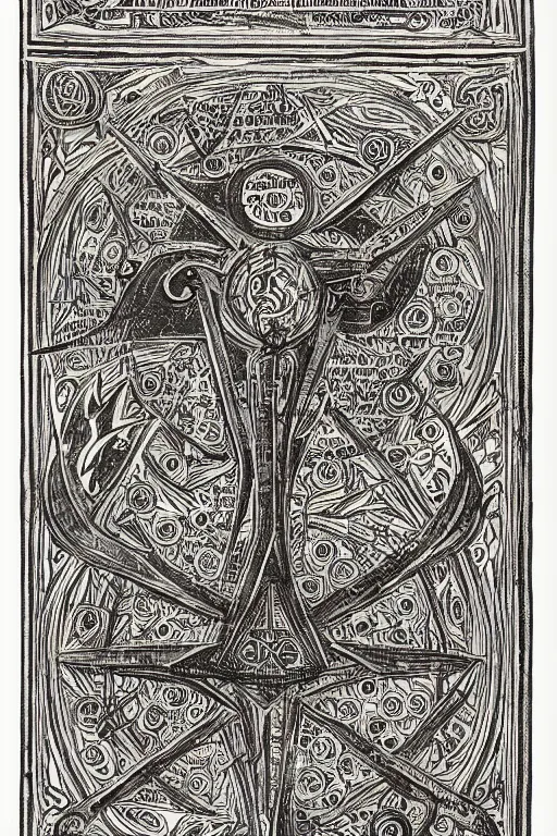 Image similar to Libre Ivonis (Book of Eibon), Page 23: incantation and sigil, a hyperdetailed alchemical scene with symbols, academic art. Intricate