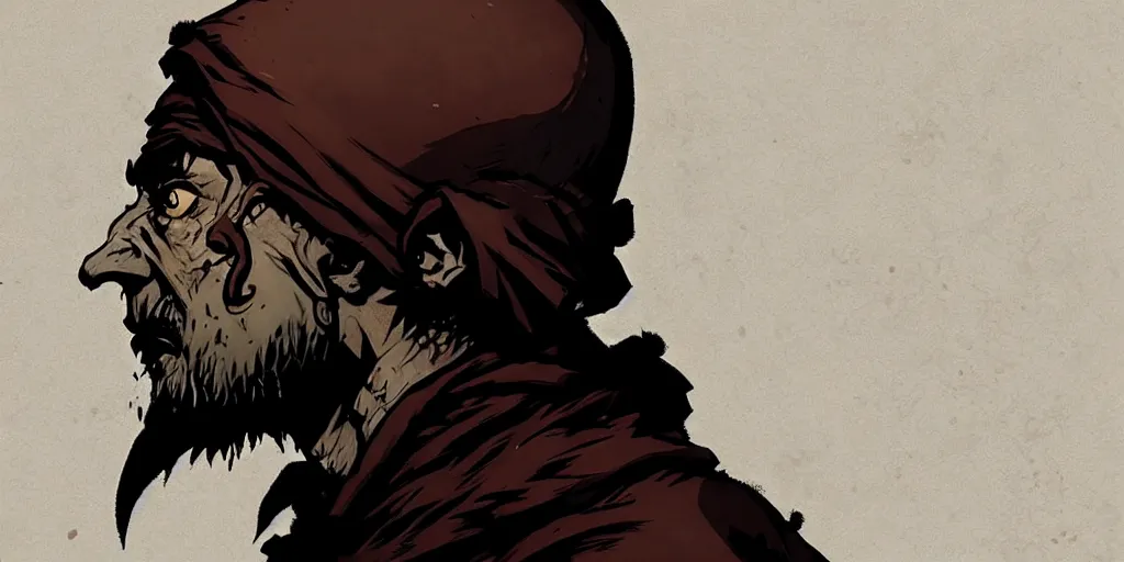 Image similar to monk character portrait, sprite, darkest dungeon, pc game, sideview, art by moebius and greg rutkowski.