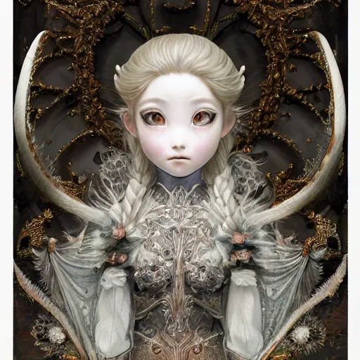 Prompt: girl of intricate and detailed frozen flower, symmetrical, by masamune shirow, painted by jean - baptiste monge, cgsociety, with realism detail daramtic lighting