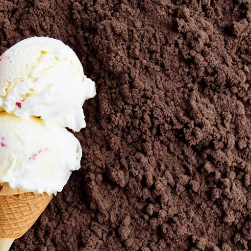 Image similar to an ice cream made of dirt