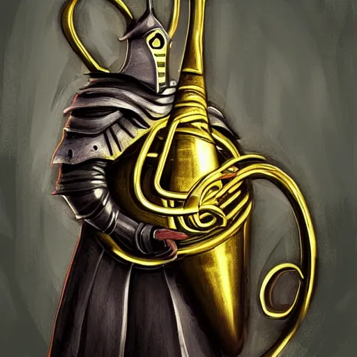 Prompt: tuba knight, digital art, epic lighting