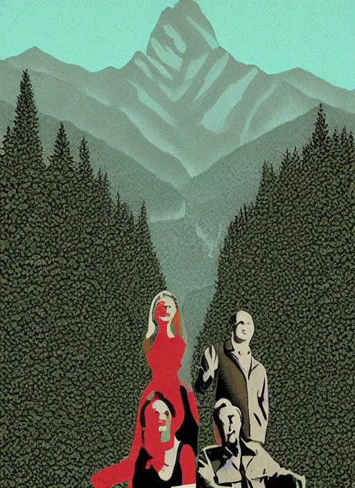 Prompt: Twin Peaks poster artwork by Bob Larkin