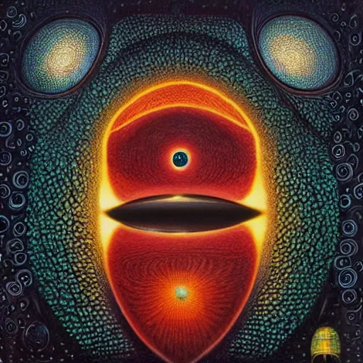 Prompt: by naoto hattori vantablack highly detailed. a beautiful print of a space battle with wild, bright colors.