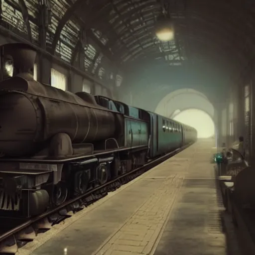Prompt: 2 :: Train to Hogwarts :: cyberpunk style :: Makoto Shinkai cyberpunk style :: Cinematography by Zack Snyder ::8k resolution :: cinematic shot :: epic :: awe :: masterpiece ::