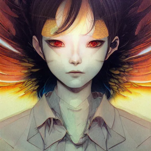 Image similar to prompt : panteon character portrait soft light painted by james jean and katsuhiro otomo and erik jones, inspired by evangeleon anime, smooth face feature, intricate oil painting, high detail illustration, sharp high detail, manga and anime 1 9 9 9