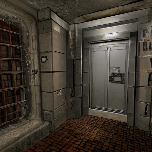 Prompt: entrance to secret lab, background of resident evil game