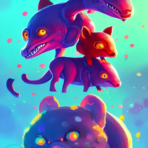 Image similar to cute creatures. bright art masterpiece artstation. 8k, sharp high quality illustration in style of Jose Daniel Cabrera Pena and Leonid Kozienko, magical colored theme, concept art by Tooth Wu,