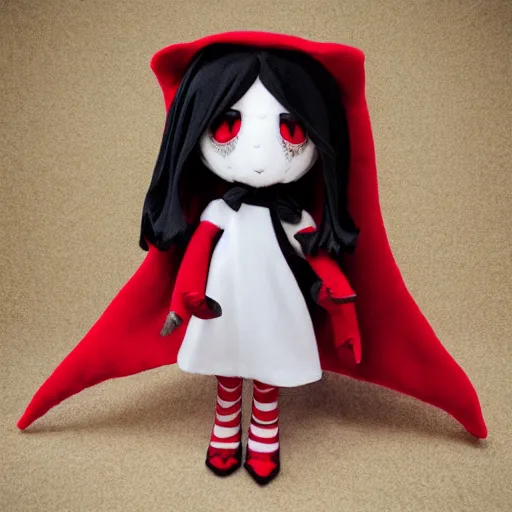 Image similar to cute fumo plush of a vampire girl, lord of the manor, black and white, red cape, vray