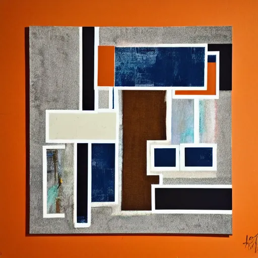 Prompt: Mid Century Modern Minimalist Abstract Art, Collage, by Darla Mckenna, trending on Saatchi Art