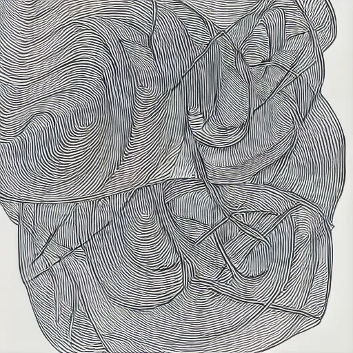 Image similar to a black and white generative line - art drawing. micron, rapidograph, black ink, plotter, procedural code, clean lines, flowing, simple, elegant