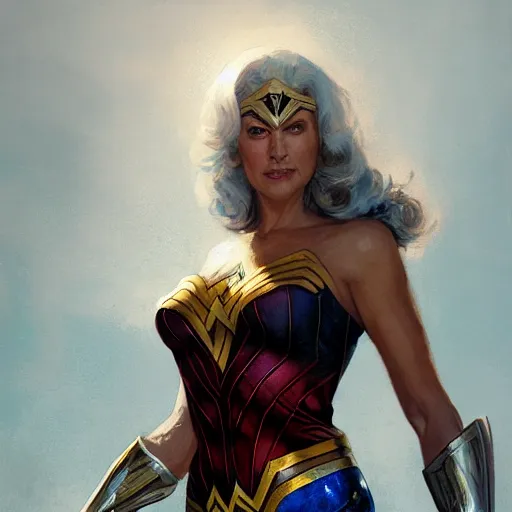 Prompt: portrait of Bea Arthur as Wonder Woman, art by greg rutkowski, matte painting, trending on artstation