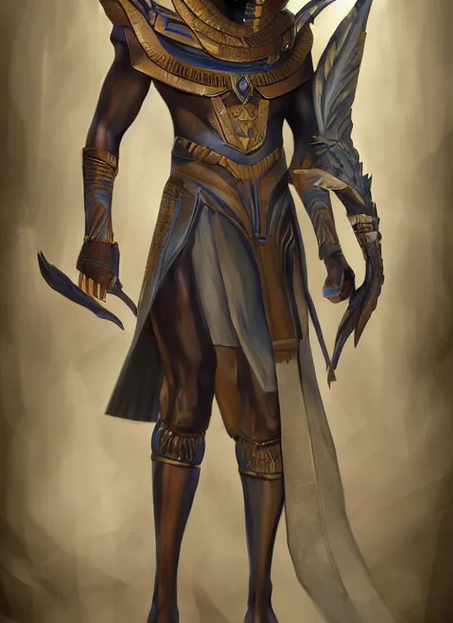 Image similar to detailed beautiful cool male character art depicting anubis, egyptian, concept art, depth of field, on amino, by sakimichan patreon, wlop, weibo, bcy. net, colorhub. me high quality art on artstation.