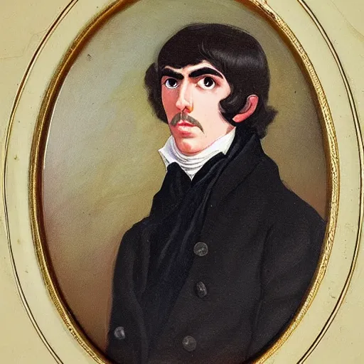 Prompt: regency era painting of a young george harrison with thick eyebrows