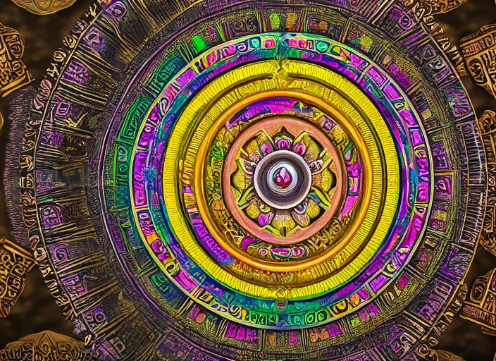 Prompt: hyperrealism, detailed textures, photorealistic 3 d render, a coloured beautiful mystical tibetan kalachakra mandala with sanskrit writing, ultra realistic, ultra high pixel detail, cinematic, intricate, cinematic light, concept art, illustration, art station, unreal engine 8 k