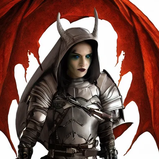 Image similar to scared female rogue in a light armor who only came to see a dragon, symmetrical, cinematic, real photography