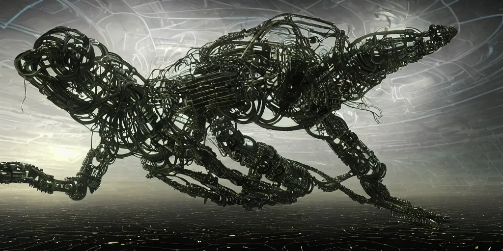 Image similar to photoreal hyper detailed epic story dramatic scene mechanical futuristic mantis robotic cyberpunk mainframe mind-blowing epic microcircuitry cybernetic fantastical beings dancing reflective logic circuits robot metallic outerworldly creatures, floating phytoplankton-diatom robot jellyfish, against a multidimensional multiverse background, bizarre hard electronic transparent hive mind, 8k octane render, unreal engine 5, extremely intricate high detail, 8K detail post processing, path based unbiased rendering, moody lighting rendered by octane engine