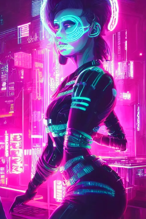 Image similar to beautiful cottagecore cyberpunk synthwave beautiful women, intricate, elegant, concept art, smooth, sharp, focus, pink neon lights, futuristic, cgsociety, in the style of artstation