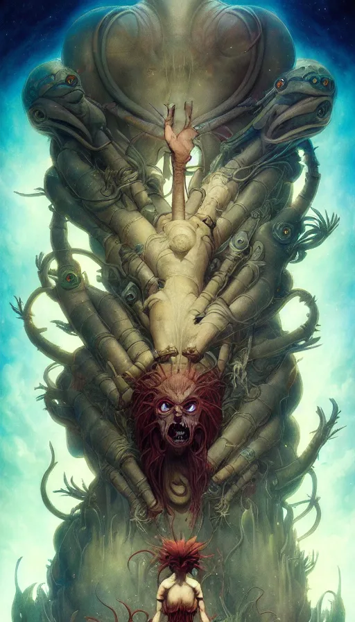 Image similar to exquisite imaginative imposing weird creature movie poster art humanoid anime movie art by : : james jean weta studio tom bagshaw frank frazetta studio ghibli