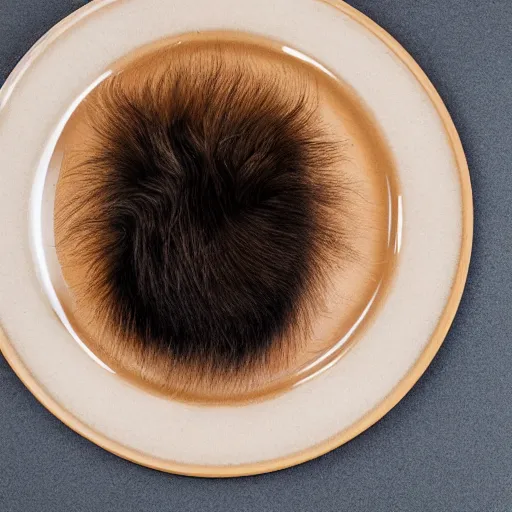 Image similar to a plate of hair and fur shaped into food