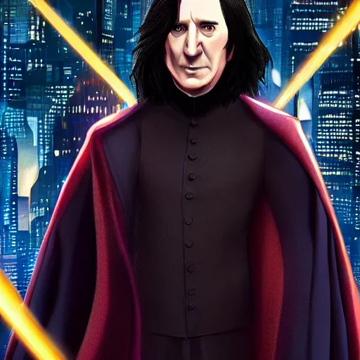 Prompt: Severus Snape in the style of Spider-Man: Into the Spider-Verse (2018)