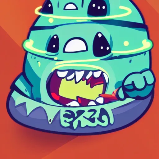 Image similar to cute monster skateboarding, sticker art, cronobreaker, beeple