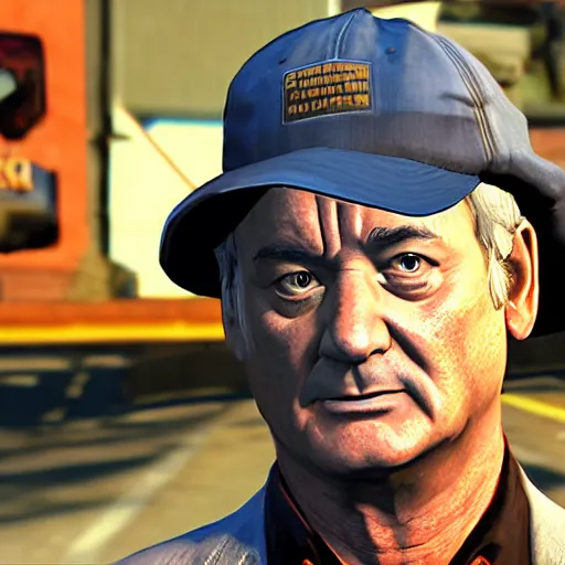 Image similar to bill murray with a gun, game character, gta 5 screenshot
