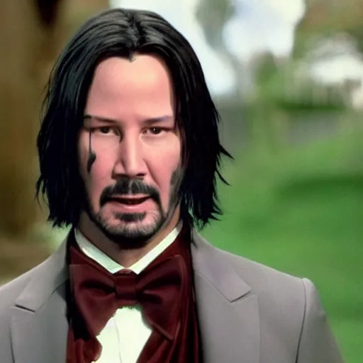 Image similar to Keanu reeves as Willy Wonka 4K quality super realistic