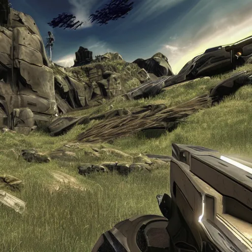 Image similar to i landscape from xbox halo (2001), landscape of halo