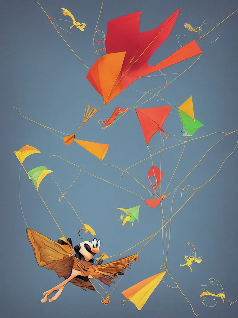 Prompt: let ’ s go fly a kite by disney concept artists, blunt borders, golden ratio