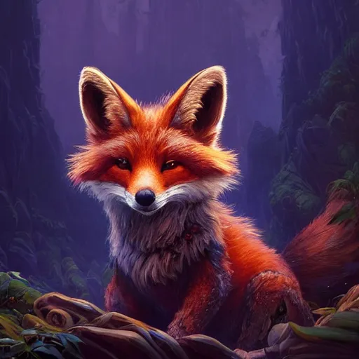 Image similar to a beautiful portrait of a cute vulpera, a nomadic fox. intricate, epic lighting, cinematic composition, hyper realistic, 8 k resolution, unreal engine 5, by artgerm, tooth wu, dan mumford, beeple, wlop, rossdraws, james jean, marc simonetti, artstation