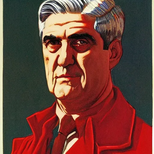 Image similar to soviet propaganda of communist peasant robert mueller, by j. c. leyendecker, bosch, and beksinski