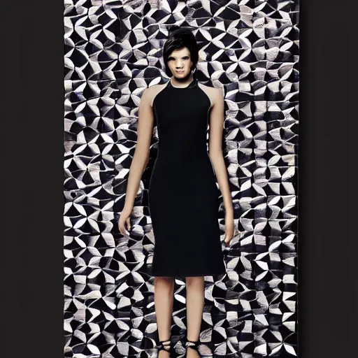 Image similar to fashion ad for geometric fashion designed by ai