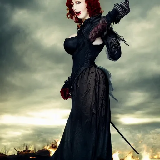 Image similar to full shot photo of christina hendricks as a vampire warrior