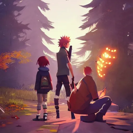 Image similar to naruto, style game square enix life is strange remake, trending on artstation, painted by greg rutkowski, render with game the last of us parte ii details