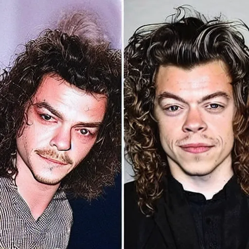 Image similar to fusion of robert plant and harry styles