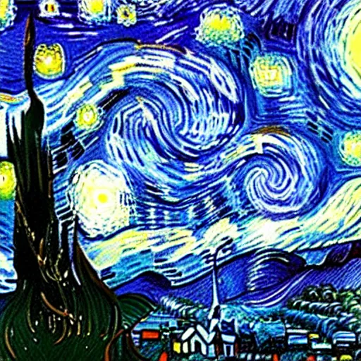 Image similar to starry night by makoto shinkai and studio ghibli