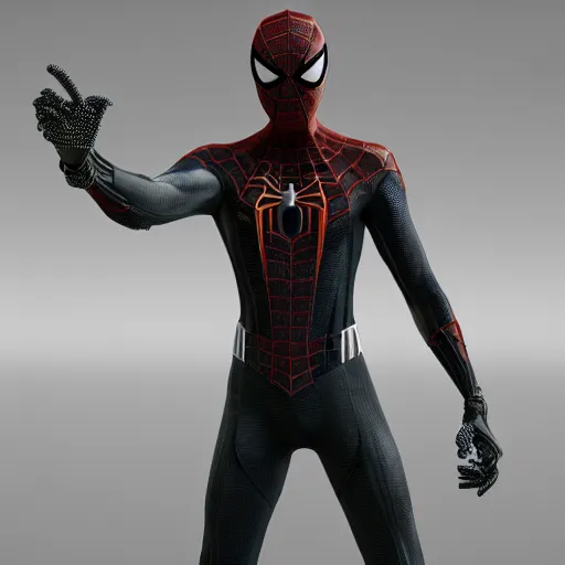 Image similar to 3 d model, spider - man by pantokrator rendered in unreal engine, orthodox cyberpunk, mech body, wires from the matrix movie, sci - fi