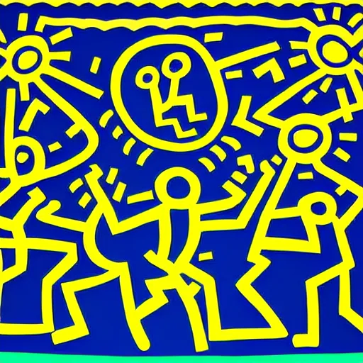 Prompt: mentor and student, digital art, keith haring style